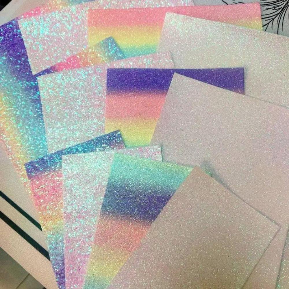 6Pcs/set Shining Rainbow Glitter Baking Cloth Heat Resistant Ironing Sheets Handmade Hobby