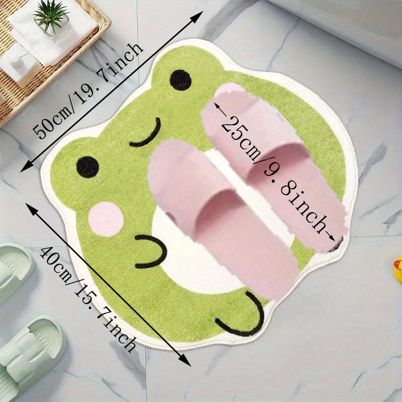 Cute Frog Shaped Rug,Non‑Slip Mat,Soft Fluffy Cartoon Green Frog Irregular Carpet for Bathroom Bedroom Indoor Decor Rug