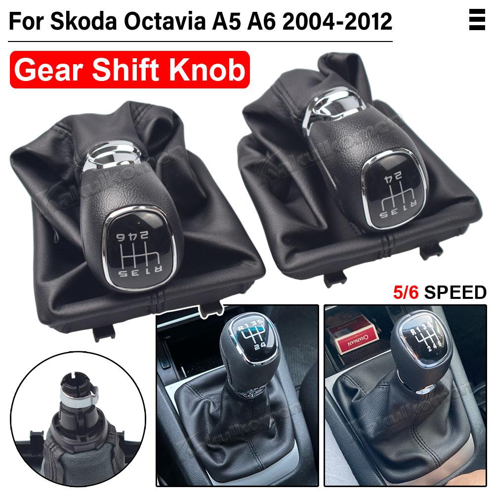 Car Accessories Manual 5/6 Speed Gear Shift Knob Gaiter Boot Cover For Skoda Octavia A5 A6 2004 2005 2006 2007 2008 2009 -