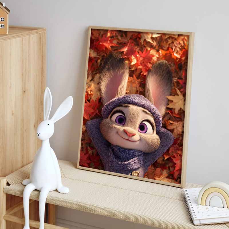 Disney 5D DIY Diamond Painting Zootopia Autumn Healing Illustration Cartoon Full Diamond Mosaic Art Wall Decoration Set