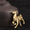 Brass War Horse Small Statue Key Chain Pendant Desk Ornament Zodiac Animla Figurines Miniatures Tea Pet Home Decorations Crafts
