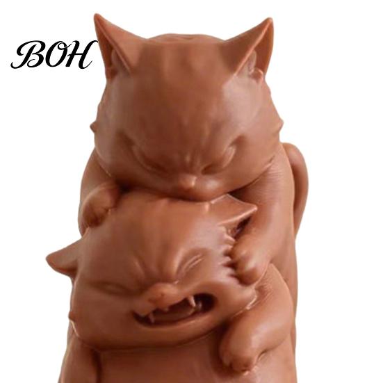 Забавная статуэтка кота для полок, Коты-бойцы, Украшение, 3D-печатная фигурка сложенных котят, Прочные маленькие декоративные предметы из PLA, Вход, Креативные