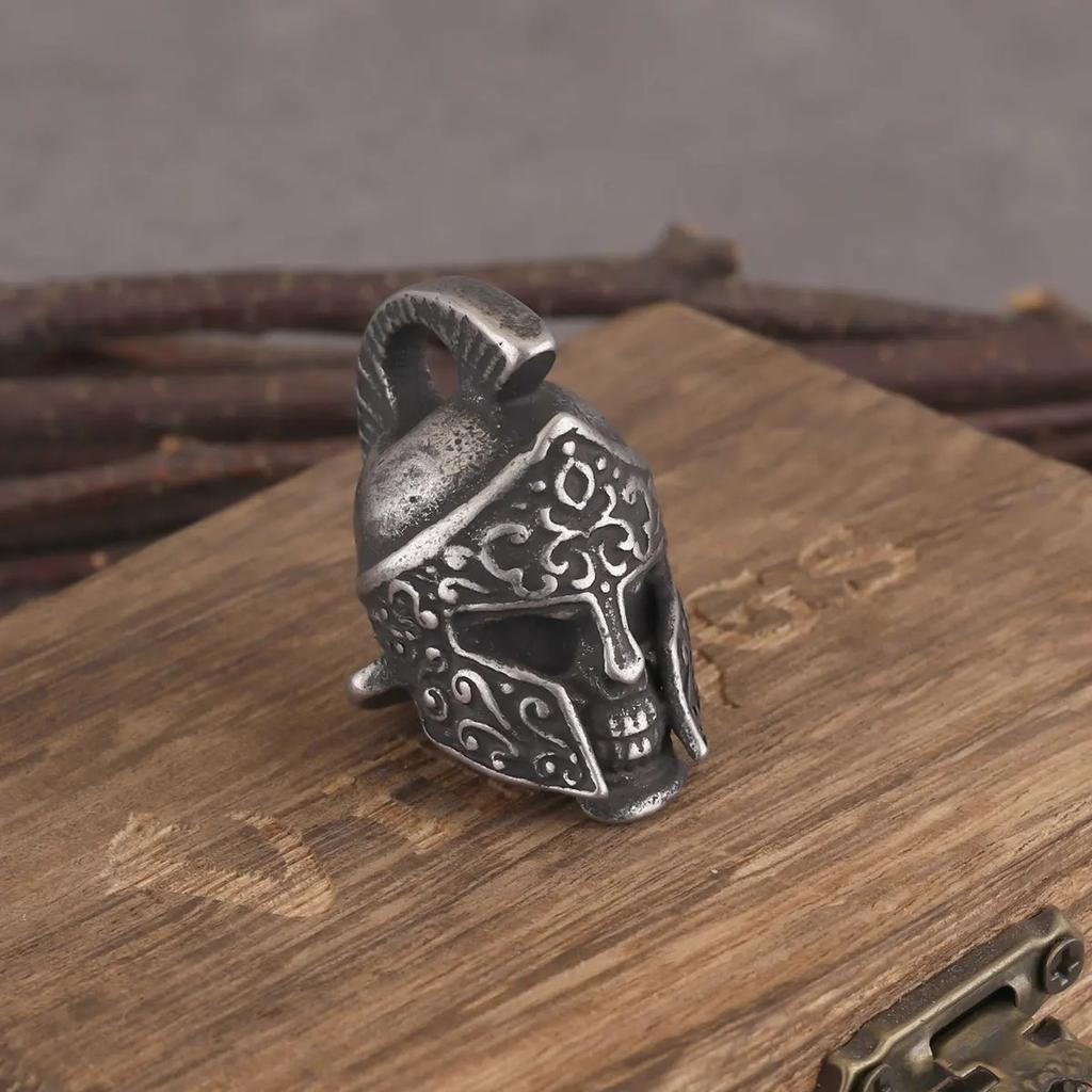 Skull Helmet Warrior Pendant Necklace Talisman Rune Necklace Jewelry Motorcycle Rider Punk Hip Hop Gift
