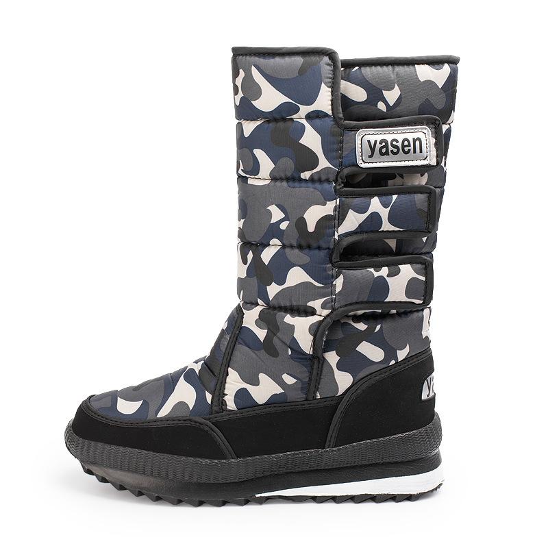 Мужские полусапоги для снега до середины икры, зимние плюшевые теплые хлопковые ботинки, модные повседневные ботинки с высоким верхом для мужчин, нескользящие ботинки на платформе, большой размер 47