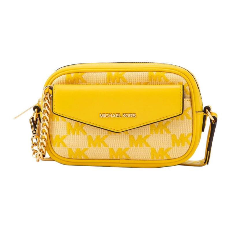 MICHAEL KORS Maisie zipper closure cotton and polyester crossbody bag small women's yellow