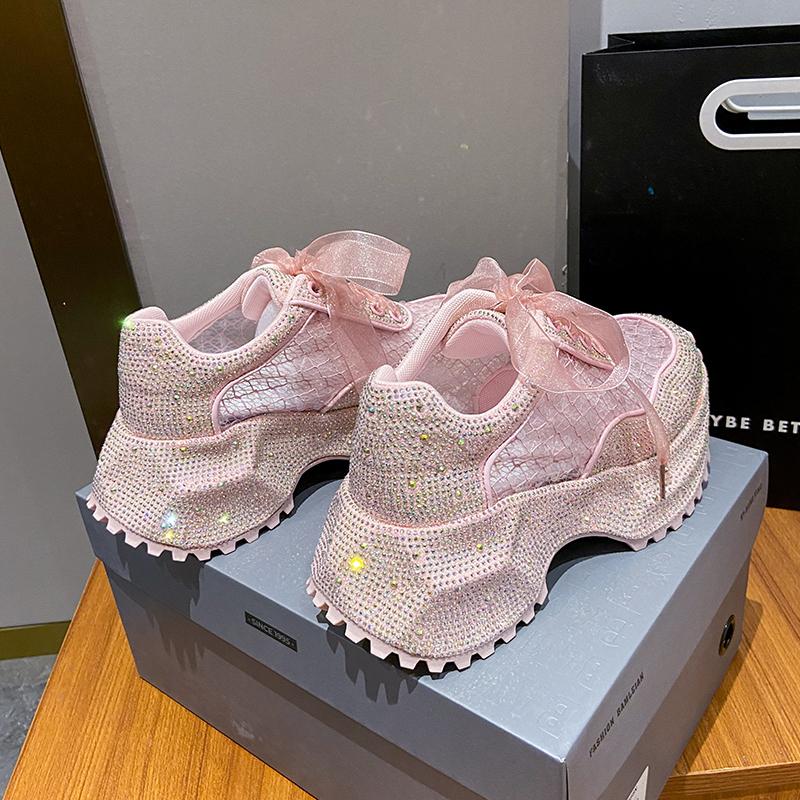 Модная женская обувь с блестящими стразами, летние дышащие сетчатые повседневные кроссовки, женская спортивная обувь на платформе, роскошная обувь zapatos mujer
