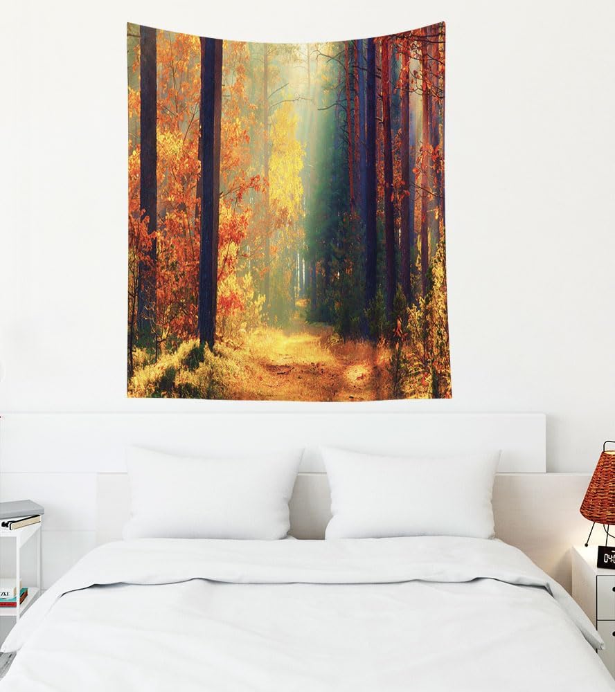 VIKAMA Blue Mist Pine Forest Natural Style Wall Art Hanging Cloth Forest Inspired Tapestry Bohemian Decorative Hanging Cloth
