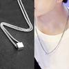 Геометрическое ожерелье с подвеской для мужчин Серебряный кубический кулон цепочка ожерелье гипоаллергенные украшения для повседневной носки