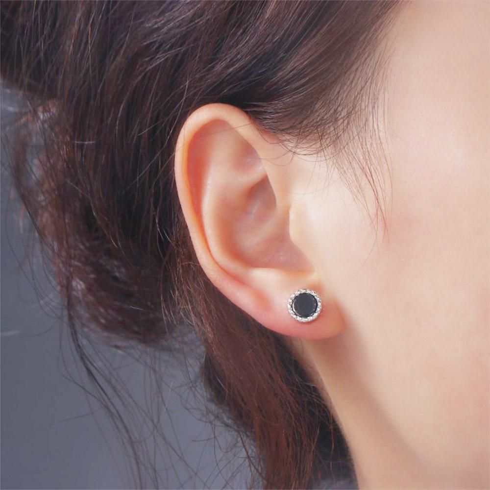 Stone Punk Zinc Zinc Alloy Korean Style Earrings Black Agate Stud Earring Fashion Jewelry Earrings for Men