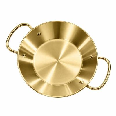 Silver Gold Paella Pan Double Handles Seafood Rice Pot Noodle Soup Cooking Pot Kitchen Use