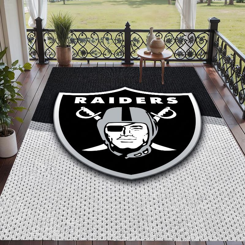 Crystal Velvet Rug with Las Vegas Raiders Design, Soft Non-Slip Floor Mat for Living Room Bedroom Decor