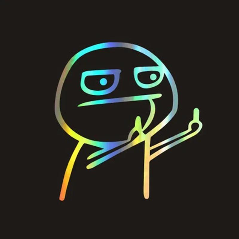 Funny Middle Finger Troll Face Meme Stickers for Bumper Art Kid Decorations Cartoon Wall Anime Cute Car Home Luggage