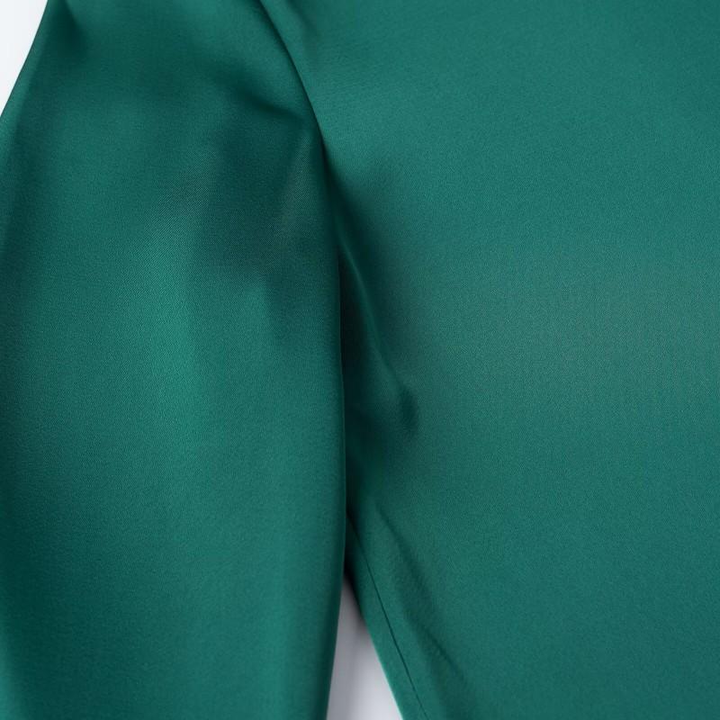 2026 Womens Green Collared Long Sleeve Shirt Regular Fit Street Style Plain Color Design