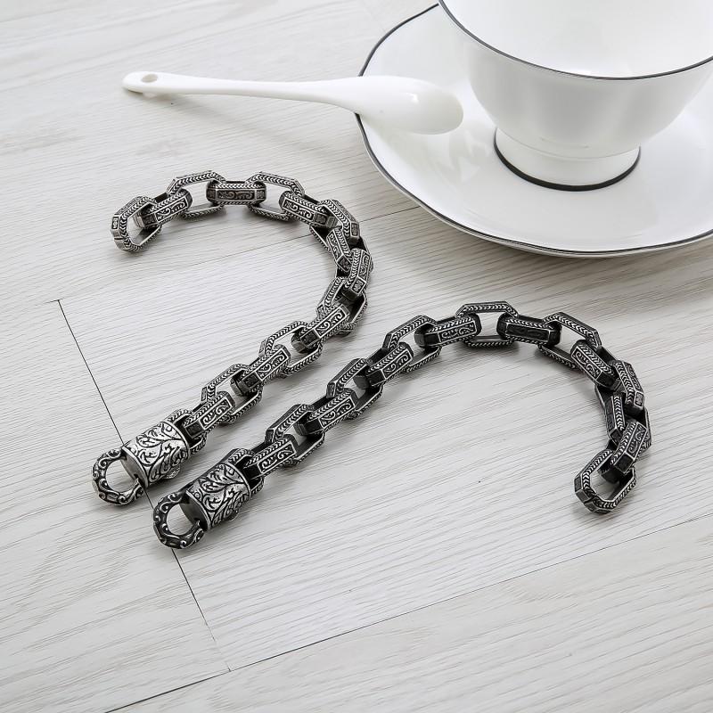 Titanium Steel Punk Style Mens Bracelet With Retro Geometric Black Oxidized Antique Finish