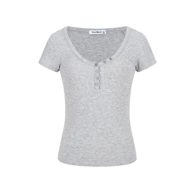 Queen White Vneck Short Sleeve T Shirt For Summer Casual Women