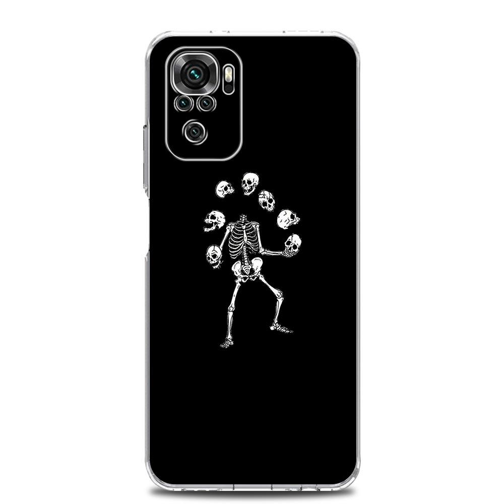 Phone Case For Xiaomi Redmi Note 13 12 5G 9S 9 8 10 11 Pro Plus 4G 9T 13C 12C 10C 9C 9A 7 Pro Clear Cover Funny Skeleton