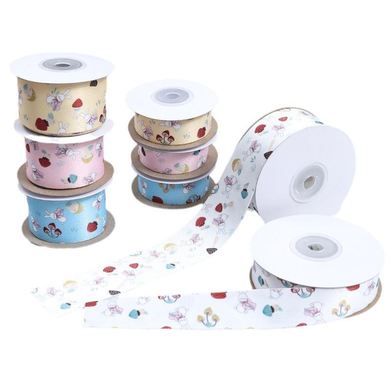 Романтичная и уютная двухсторонняя лента с героями мультфильмов на день рождения, детский день рождения, галстук, торт, заколка для волос в форме сердца для девочек, ювелирные изделия, печать, цветная лента, подарочная упаковка