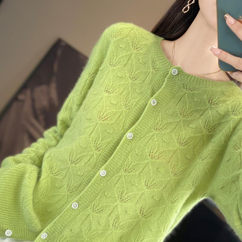 Women's Cashmere Cardigan Qinghe Cashmere 30% Cashmere 70% Wool Women's Autumn and Winter Cashmere Cardigan Soft and Warm