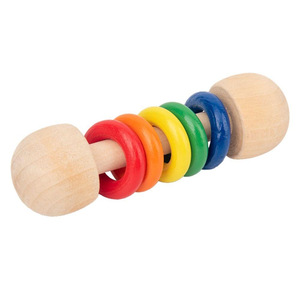 Wooden Musical  HandBell Rattle Toy Educational Wooden Rings Musical Instruments Toy  Baby Toddler