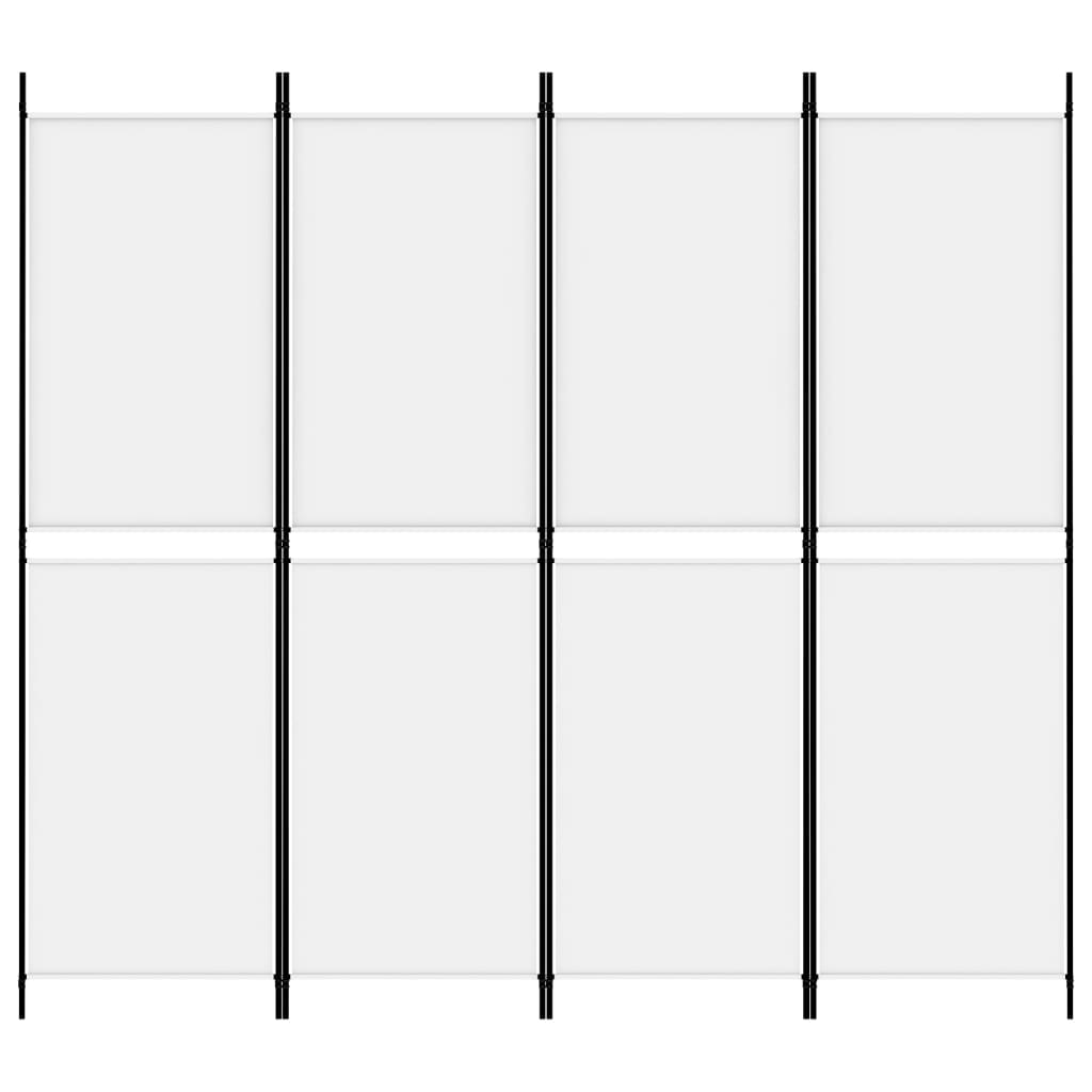 4 Piece White Folding Screen 200 x 180 cm Fabric