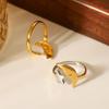 Открытое кольцо из нержавеющей стали со звездой и луной для женщин и мужчин, водонепроницаемое, золотого и серебряного цвета, с цветными блоками, ювелирные изделия для вечеринок, подарки