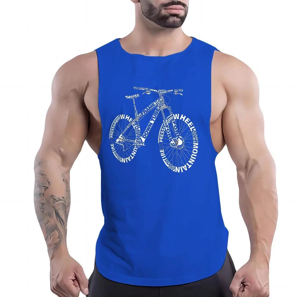 Summer Adult Men'S Casual Sports Crew-Neck Vest Creative Bike 2d Print Trend Comfortable Simple Breathable Sleeveless T-Shirt