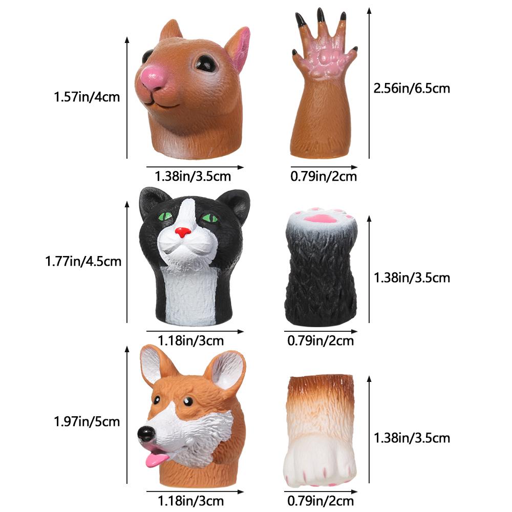 Washable Animal Cat Dog Hand Puppet Props Random Combination Finger Dolls