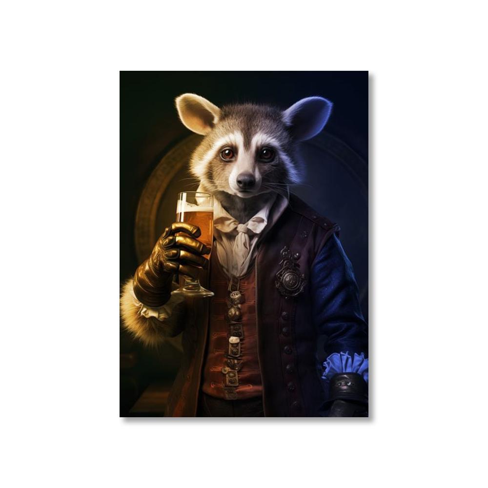 Animal Suit Gentleman Drinking Poster Gorilla Lion Rabbit Beer Pictures Funny Bar Wall Art Canvas Painting Home Decorative