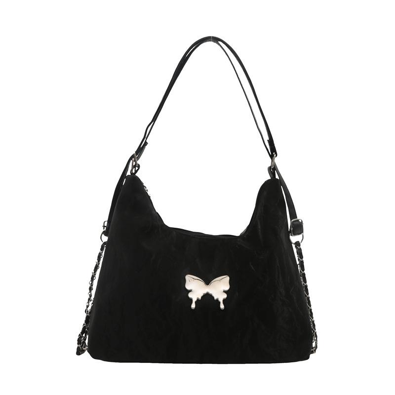 Metal Butterfly Decor Hobo Bag For Women, Detachable Chain Strap, Large Capacity, Multi‑Wear Shoulder Crossbody Backpack