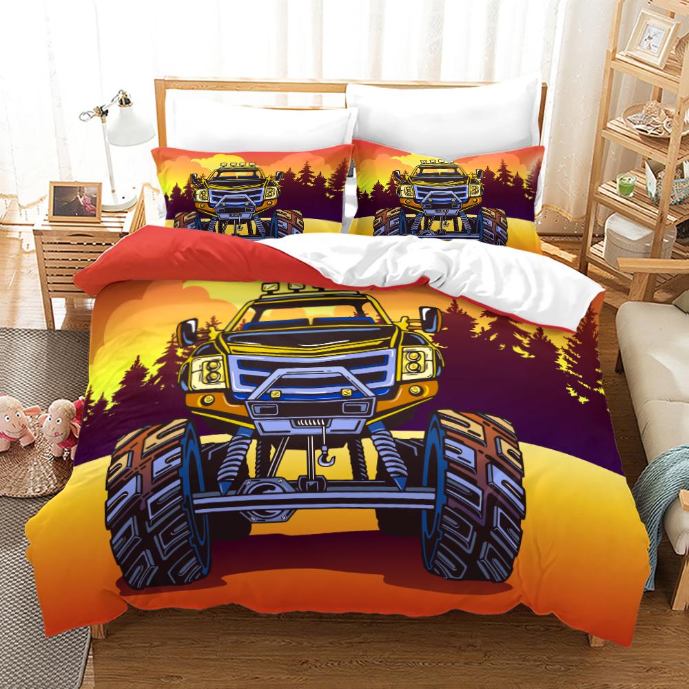 Постельное белье Monster Jam Односпальное Полуторное Двуспальное Евро Размер King Size Комплект постельного белья Monster Jam F1 Спальня Подростка Комплекты с пододеяльником Аниме