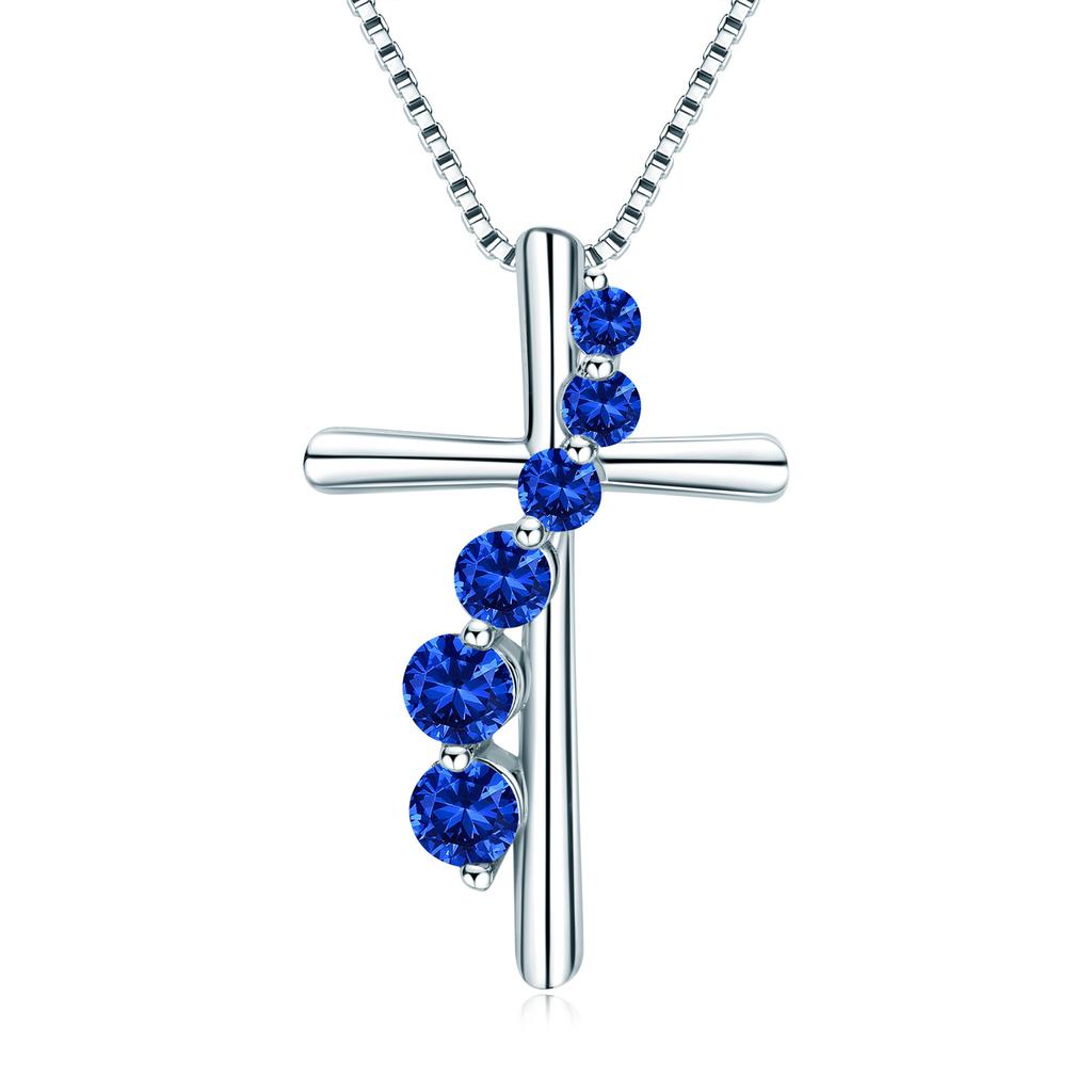 S925 Sterling Silver Women's Necklace Trendy Zircon Cross Pendant Birthday Gift European American