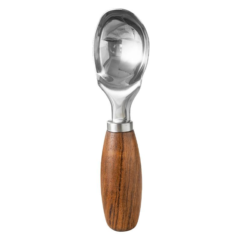 Stainless Steel Non-stick Ice Cream Spoons with Wood Handled Spade Ice Cream Digging Spoon Fruit Ball Making Tool