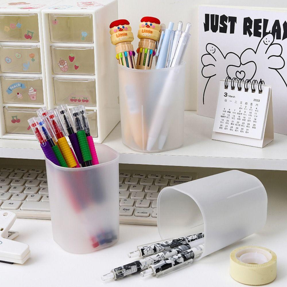 1 шт. Подставка для кистей, держатель для ручек, симпатичный настольный органайзер, матовый ящик для хранения косметики, минималистичный пластиковый держатель для карандашей