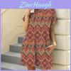Plant Flower Round Neck Loose Dress With Pockets For Casual Summer Wear Women