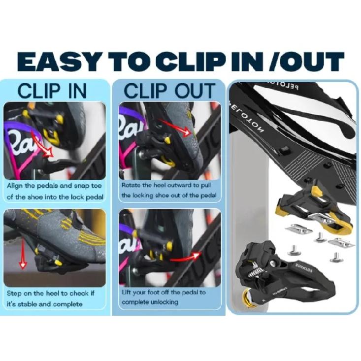 BUCKLOS Road Bike Pedals for SPD-SL Bicycle Self-Locking Pedal with Cleats Wear Resistant Bike Racing Clipless Pedals Ultralight