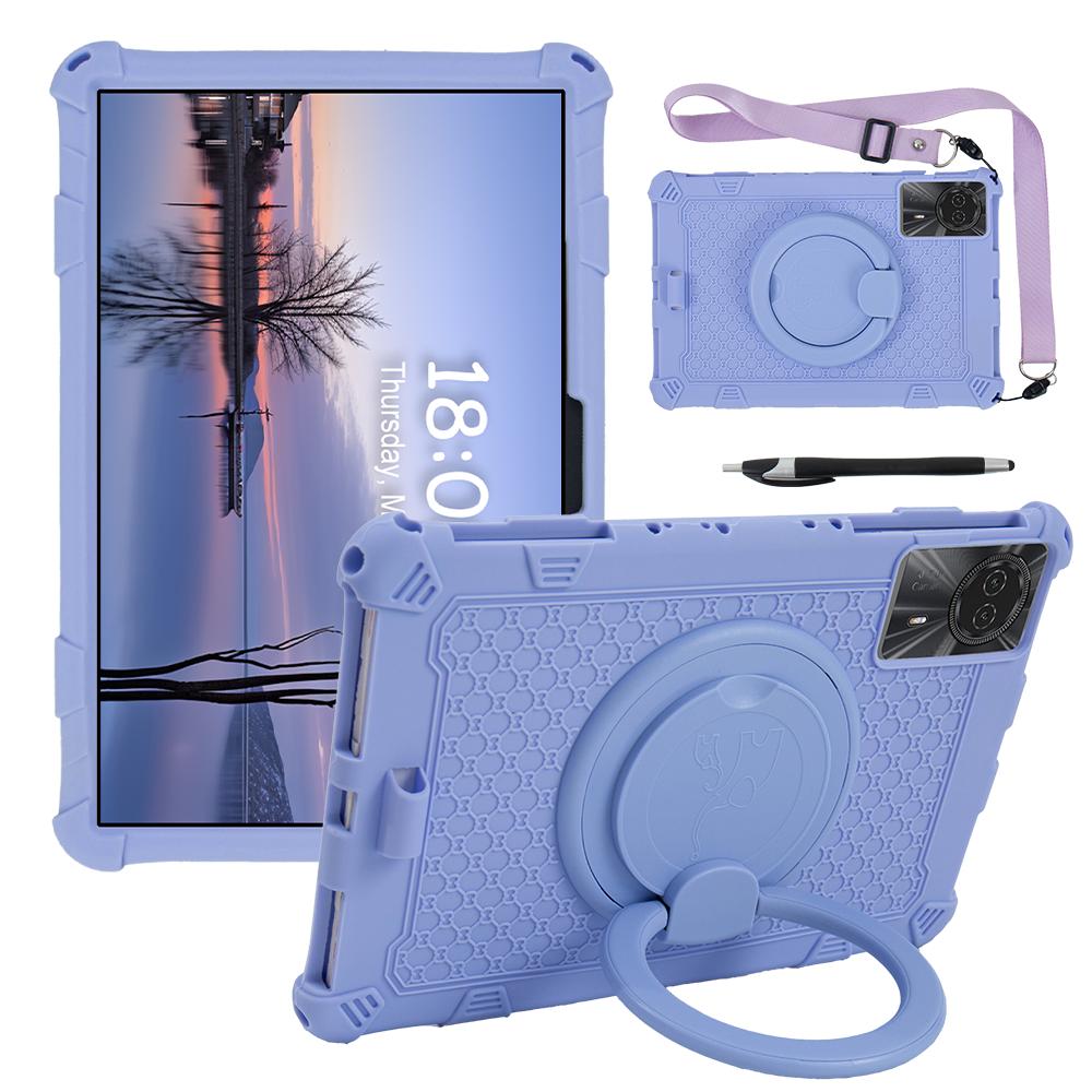 Kids Funda Case For Blackview Tab 90 WiFi 2024 10.92 inch 360 Rotating Stand Cover Soft Silicone With Handle Grip Shoulder Strap