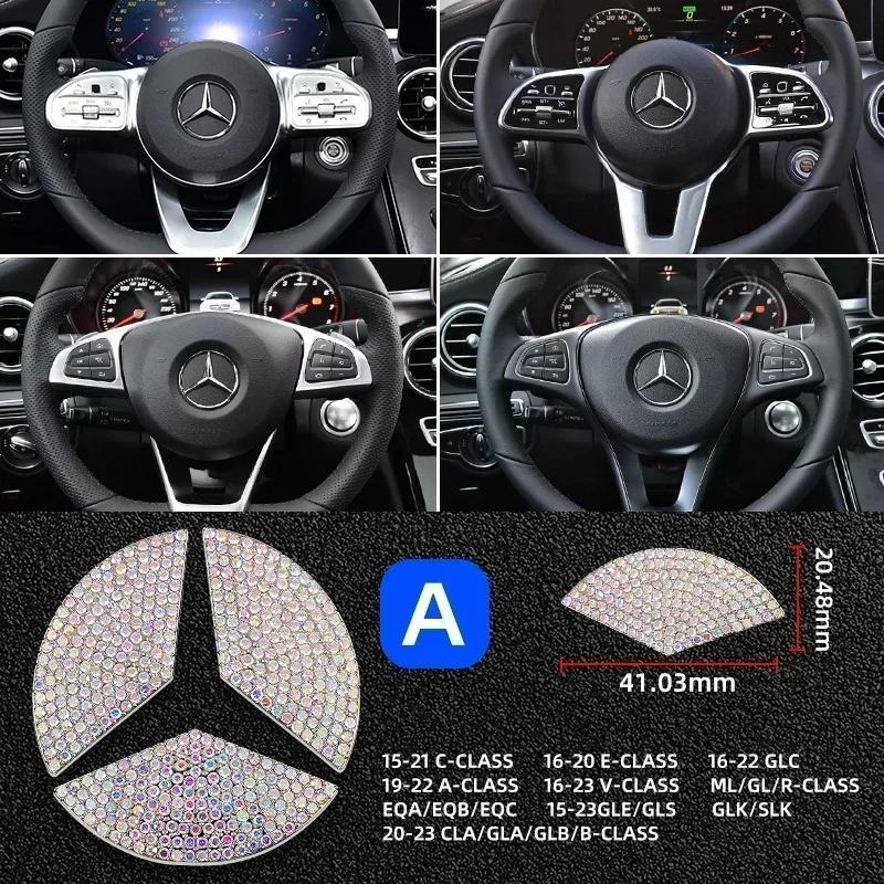 Автомобильный руль Алмазный значок Декоративная наклейка Для Mercedes Benz A E Класса GLC GLA GLE GLB W177 W205 W212 W213 X253 WI3