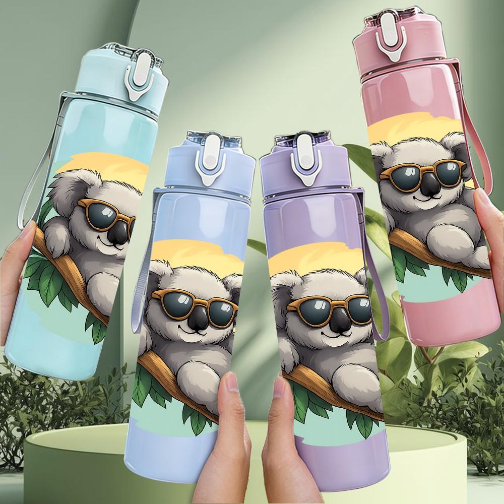 1PC Sunglasses Koala Branch 750ml Color Plastic Sports Water Bottle Leakproof Flip Straw Lid Suitable for Sports Office Home Use