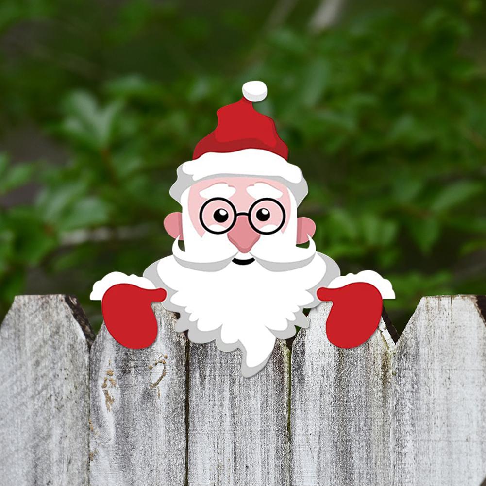 Decorative DIY Christmas Fence Peeker Festival Garden Hanging Decoration Home Outdoor Garden Patio Fence Lawn Sign Decorations