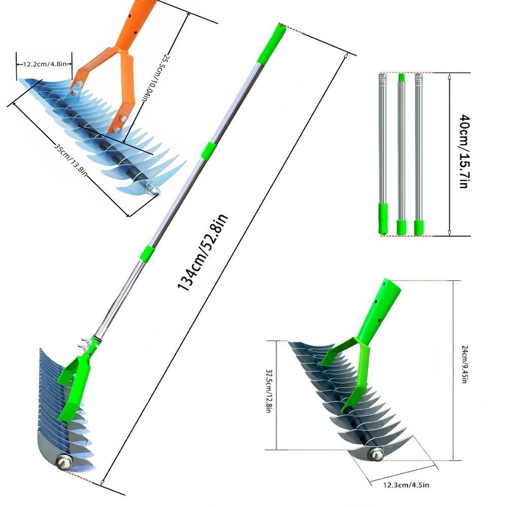 Durable Couch Grass Rake Removable Soil Aerator Withered Grass Thatch Rake Farmland