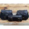 Leather Saddle Bags Motorcycle Bag Black Leather Pouch Saddlebag Motorbike Tool Pouch Set of 3 Bags Saddle Leather Bag