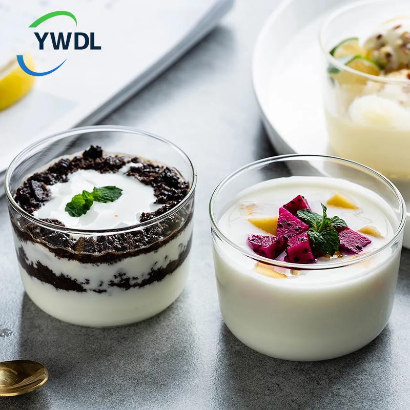 YWDL 2/4pc Clear Glass Dessert Cup Set Heat Resistant Jelly Pudding Cup Mousse Ice Cream Mould Party Dipping Dish Condiment Bowl