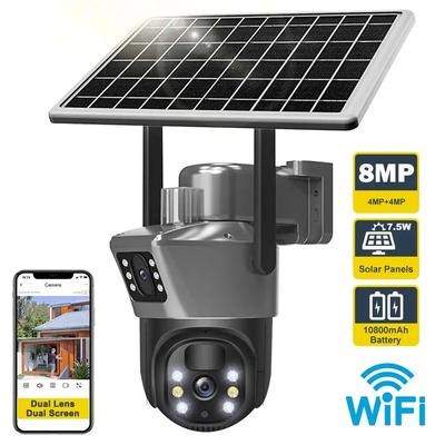 Новая 4K 8MP Wi-Fi камера с солнечной батареей, двойной объектив, двойной экран, наружная безопасность, защита PTZ-камера, PIR, обнаружение человека, видеонаблюдение