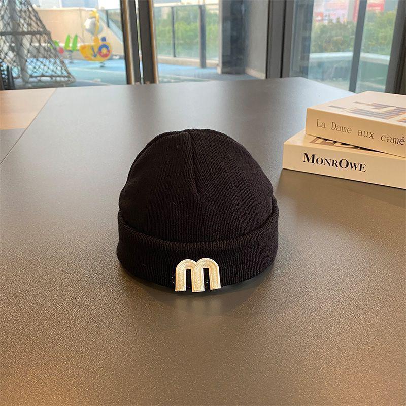 Осенне-зимняя шерстяная детская шапка - Вязаная шапка-бини с буквой, корейский стиль, пуловер для новорожденных