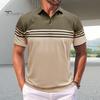 Мужская полосатая футболка с коротким рукавом и лацканами, дышащая хлопковая смесь, повседневный топ для повседневной носки, вечеринок, офиса, гольфа
