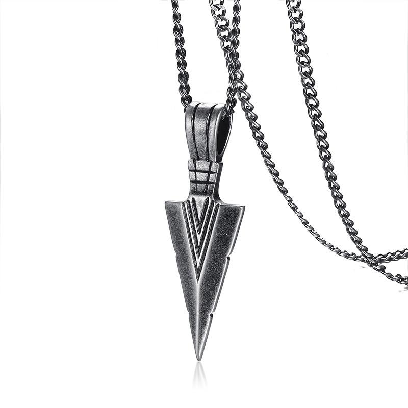 Man Necklace, Arrowhead Kunai Pendant,Stainless Steel Primal Tribal Spear Necklaces,Men Kunai Ethnic Viking Necklace