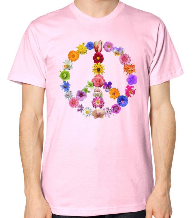 Flowers Peace Sign T-Shirt Men Women Unisex Top