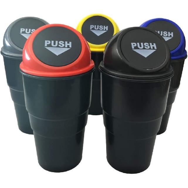 Automotive Cup Holder Trash Can, Mini Car Garbage Can Vehicle Rubbish B with Lid for Car Office Home Bedroom Desk (Grey)