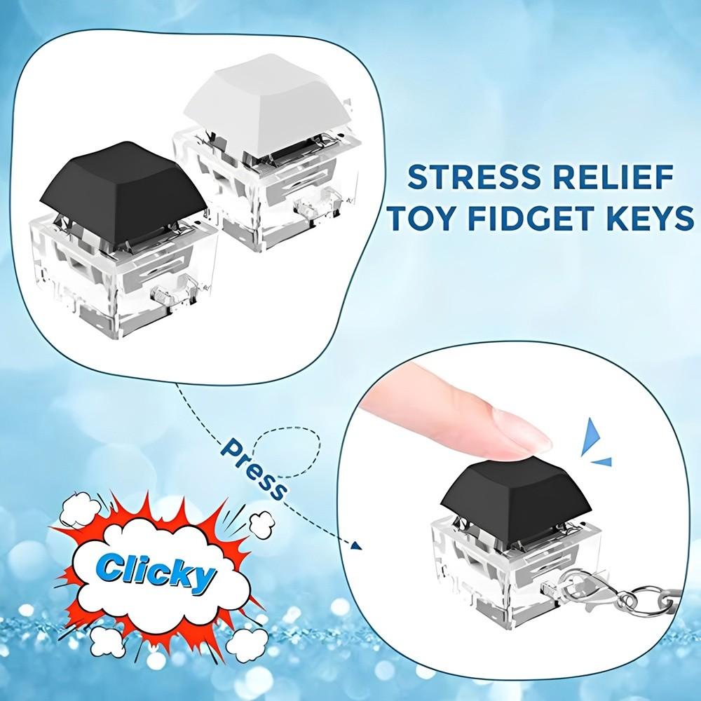 No Lights Finger Keyboard Caps Keys Button Pinch Toy Relaxing Fidget Keychain
