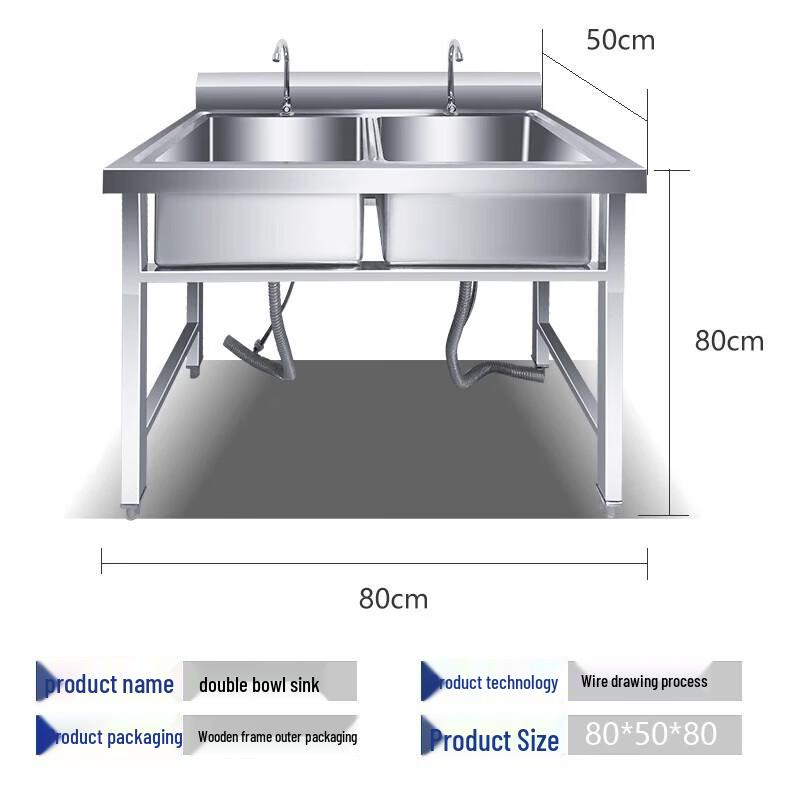 Beifu Stainless Steel Double Bowl Sink with Stand